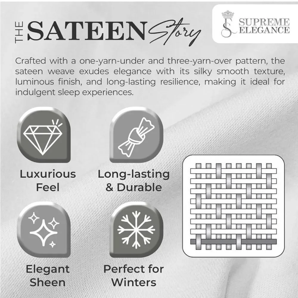 AIREOLUX Egyptian Cotton Queen Size‎ Sheets Set 1000 TC Count Sateen Luxury